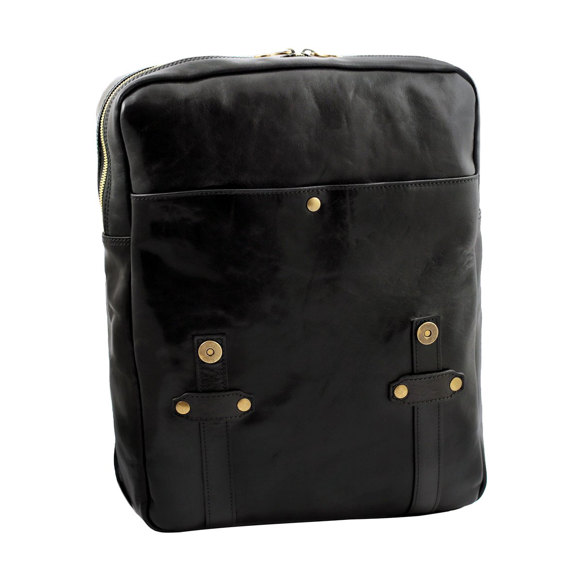 Hand-Buffered Full Grain Leather Flap Backpack With Multi Storage Compartments