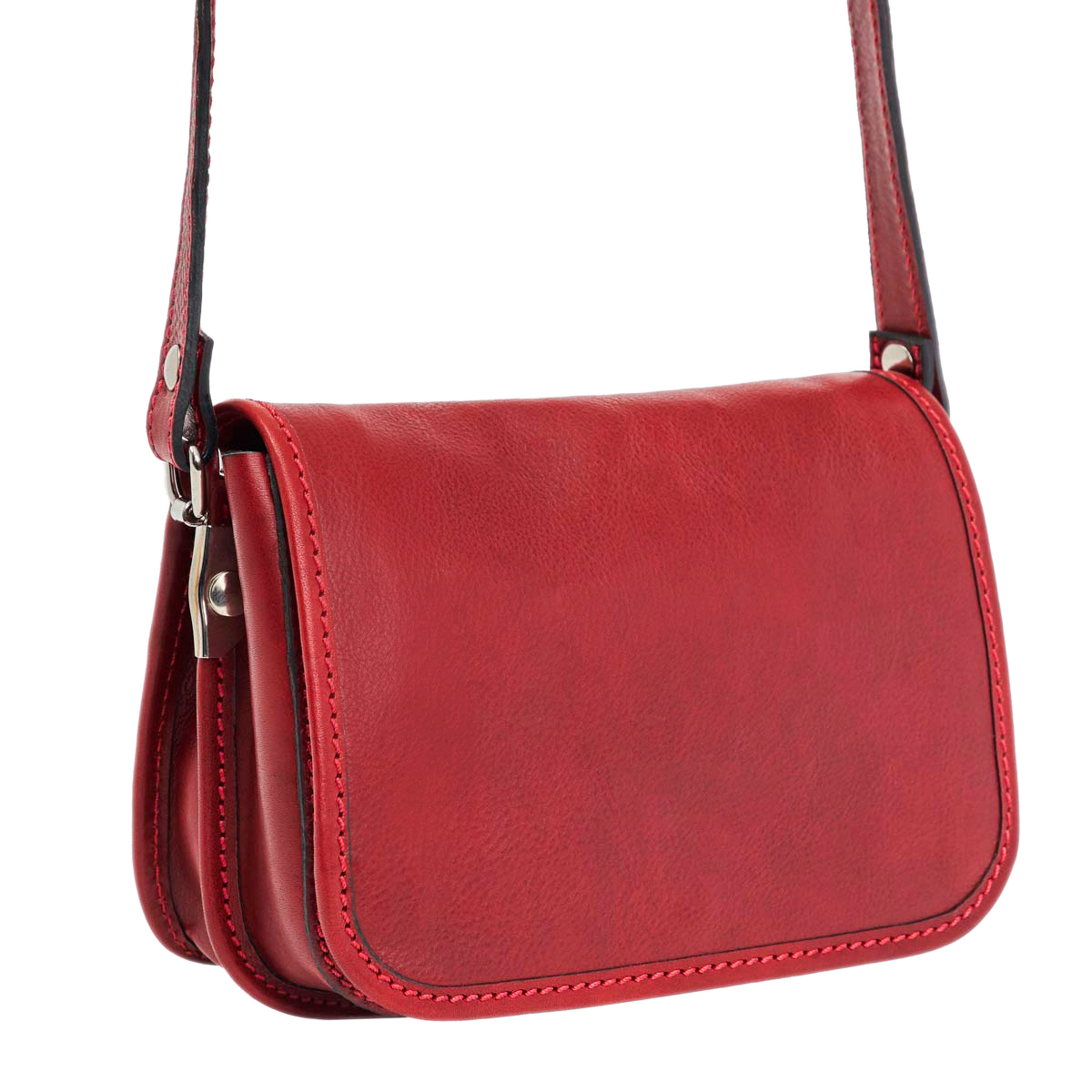 Vibrant Full Grain Leather Crossbody Bag With Adjustable Buckle Strap