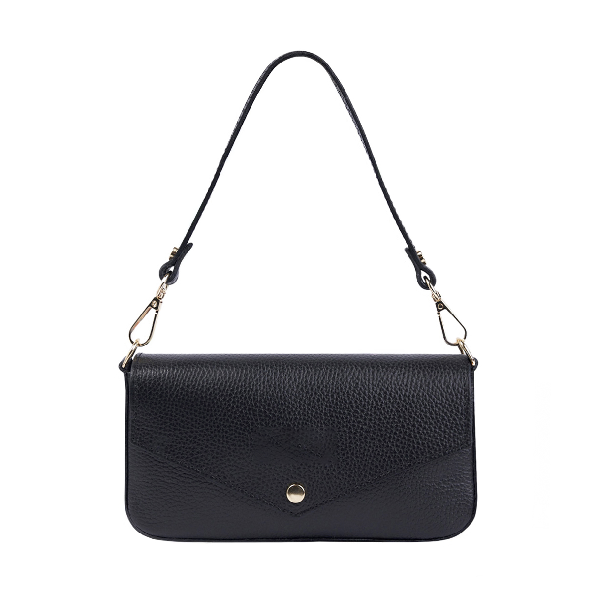 Washed Full Grain Leather Clutch With Detachable Long Crossbody Strap