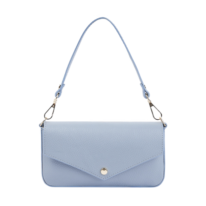 Washed Full Grain Leather Clutch With Detachable Long Crossbody Strap