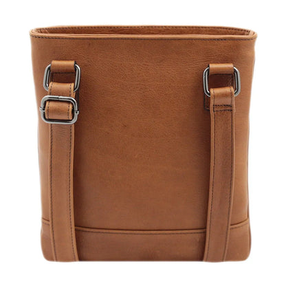 Square Saratoga Leather Shoulder Bag With Magnetic Front Pocket & Adjustable Strap