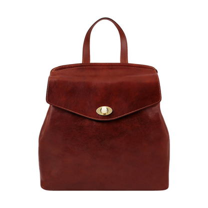 Convertible Flap Full Grain Leather Backpack With Handheld & Backpack Dual Carry Design