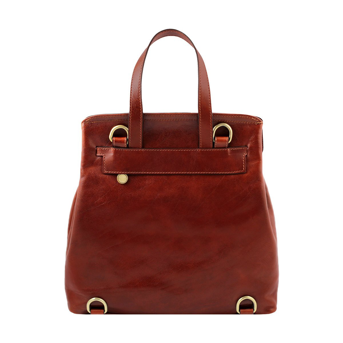 Convertible Flap Full Grain Leather Backpack With Handheld & Backpack Dual Carry Design