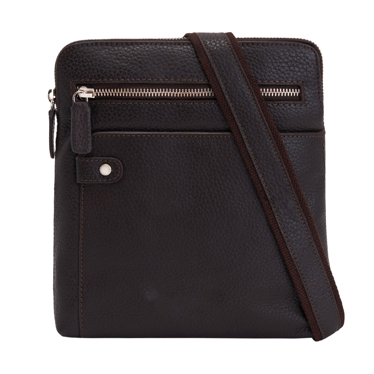 Textured Hammered Full Grain Leather Shoulder Bag With Multi-Slot Interior Storage
