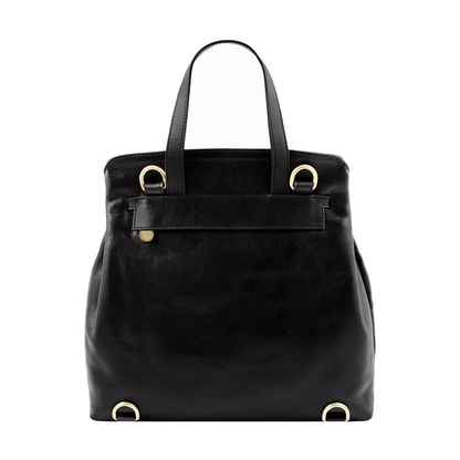 Convertible Flap Full Grain Leather Backpack With Handheld & Backpack Dual Carry Design