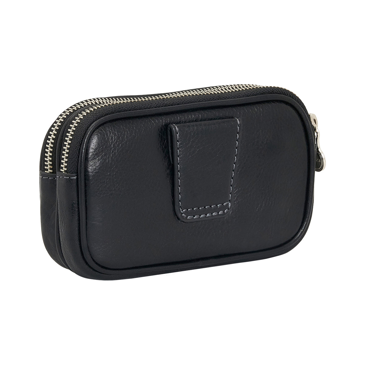 Compact Full Grain Leather Clutch Belt Pouch With Magnetic Front Pocket