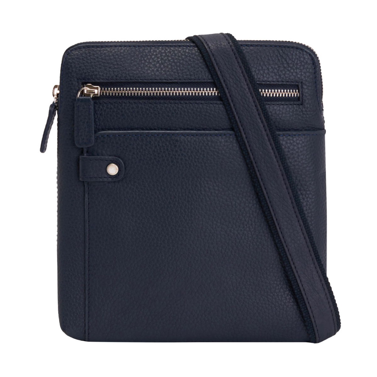Textured Hammered Full Grain Leather Shoulder Bag With Multi-Slot Interior Storage