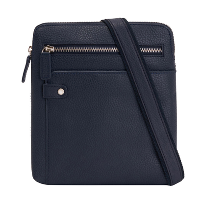 Textured Hammered Full Grain Leather Shoulder Bag With Multi-Slot Interior Storage