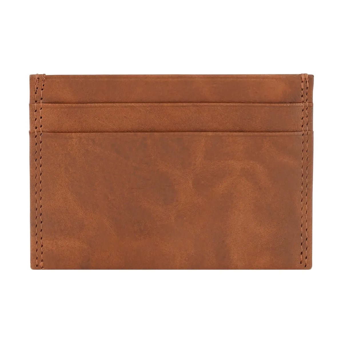 Four-Slot Slim Full Grain Leather Card Holder For Daily Business Use