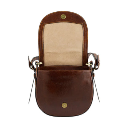 Compact Hand-Buffed Full Grain Leather Crossbody Bag With Dual Carry Straps