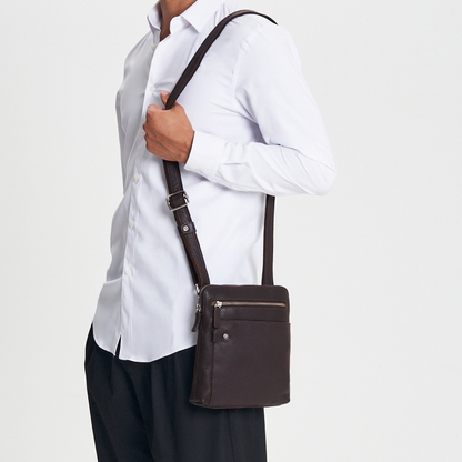 Textured Hammered Full Grain Leather Shoulder Bag With Multi-Slot Interior Storage