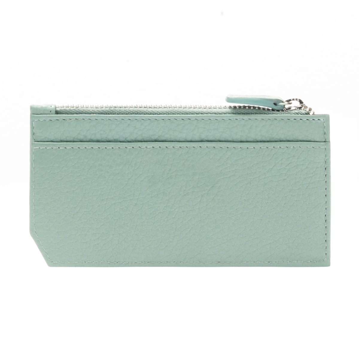 Minimalist Full Grain Leather Card Holder With Zipper Document Compartment