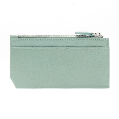 Minimalist Full Grain Leather Card Holder With Zipper Document Compartment