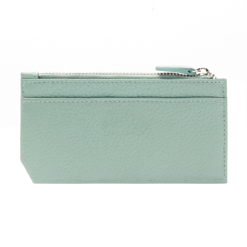 Minimalist Full Grain Leather Card Holder With Zipper Document Compartment