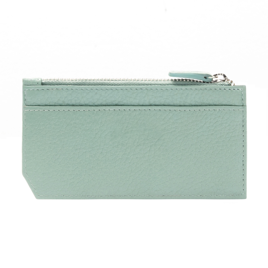 Minimalist Full Grain Leather Card Holder With Zipper Document Compartment