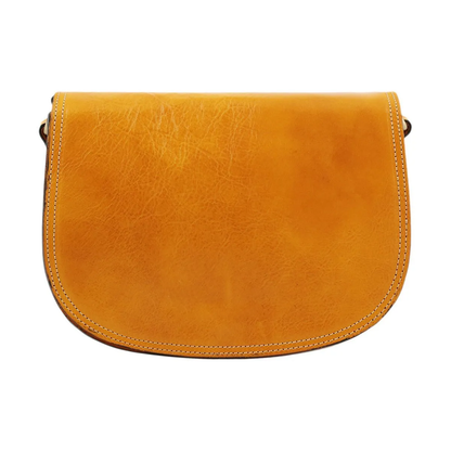 Hand-Buffered Full Grain Leather Crossbody Bag With Multi-Pocket Storage