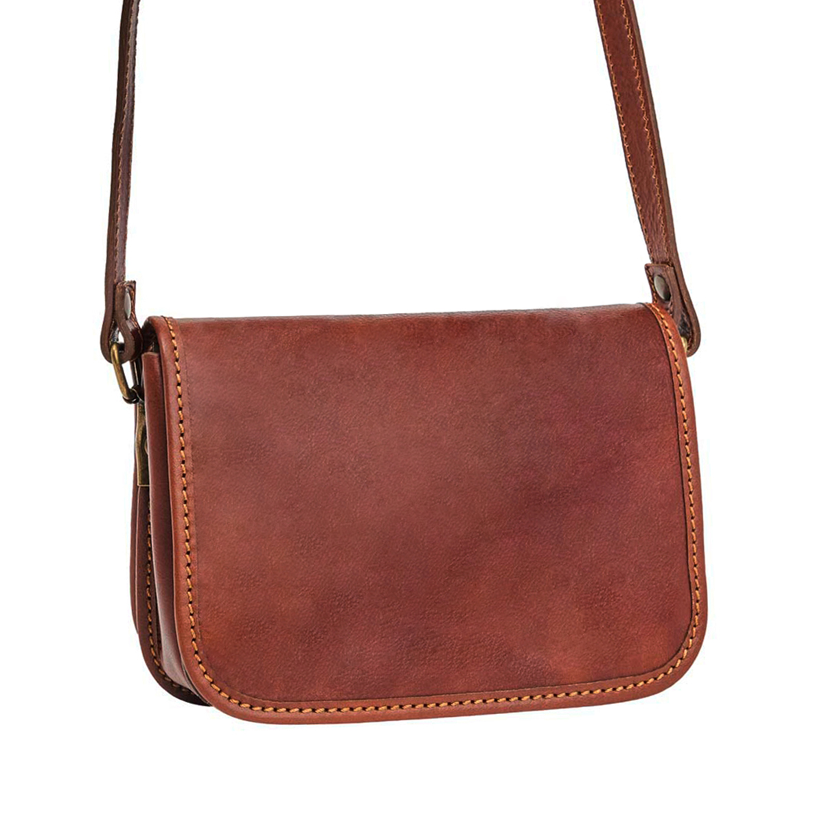 Vibrant Full Grain Leather Crossbody Bag With Adjustable Buckle Strap