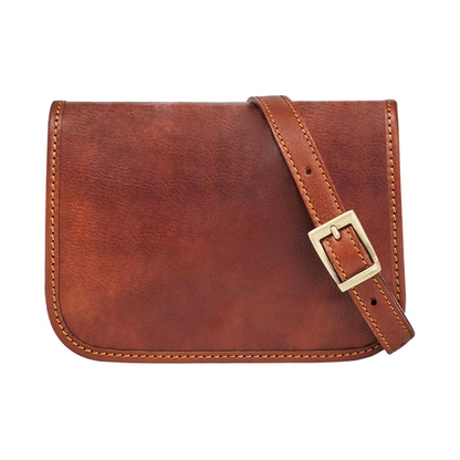 Vibrant Full Grain Leather Crossbody Bag With Adjustable Buckle Strap