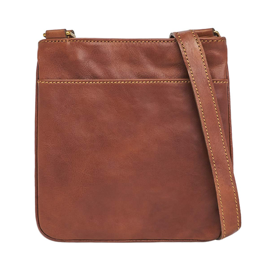 Slim Vertical Hand-Buffered Full Grain Leather Shoulder Bag With Multi-Pocket Layout