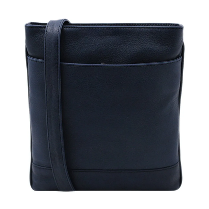 Square Saratoga Leather Shoulder Bag With Magnetic Front Pocket & Adjustable Strap