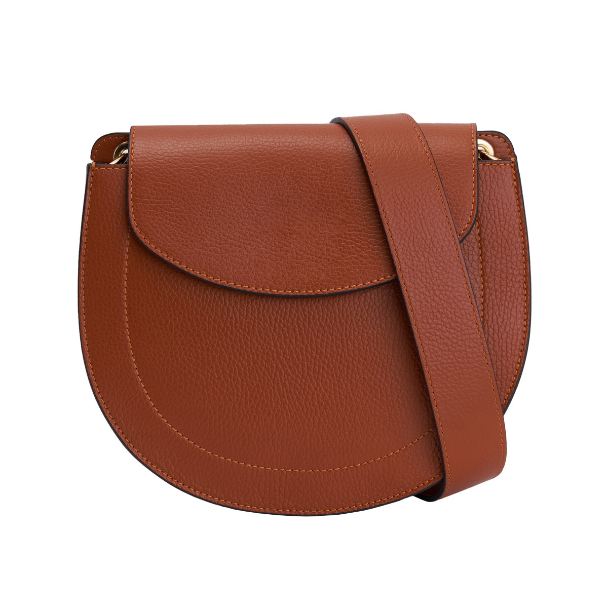 Full Grain Saddle Leather Crossbody Bag With Dual Detachable Straps
