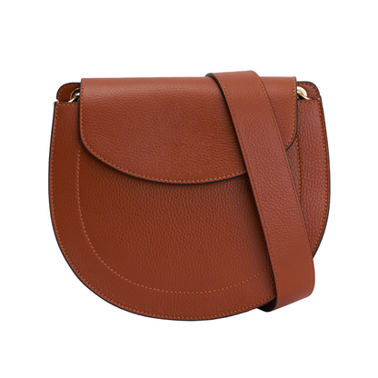 Full Grain Saddle Leather Crossbody Bag With Dual Detachable Straps