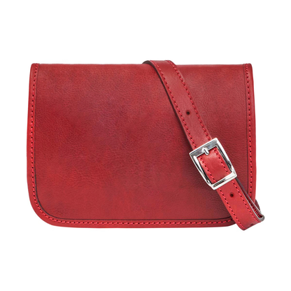 Vibrant Full Grain Leather Crossbody Bag With Adjustable Buckle Strap