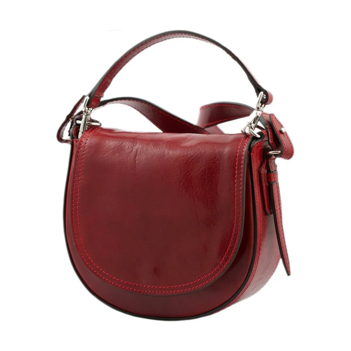 Compact Hand-Buffed Full Grain Leather Crossbody Bag With Dual Carry Straps