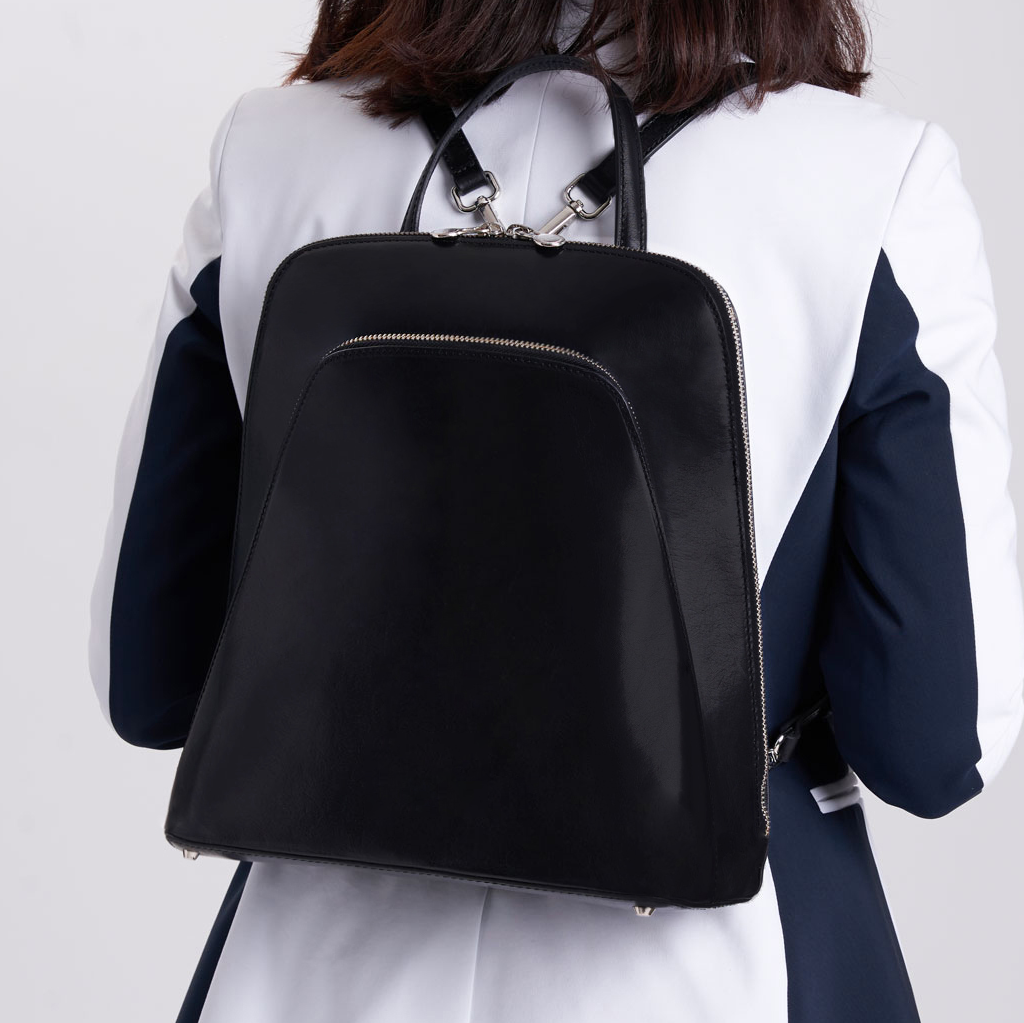 Ergonomic Hand-Buffered Full Grain Leather Minimalist Backpack With Padded Laptop Slot