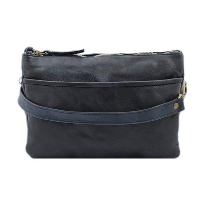 Washed Full Grain Leather Crossbody Bag With Detachable Adjustable Strap