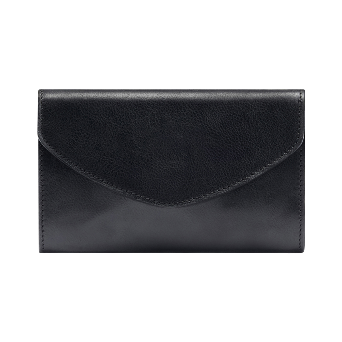 Multi-Slot Full Grain Leather Clutch With Detachable Crossbody Strap