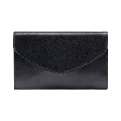 Multi-Slot Full Grain Leather Clutch With Detachable Crossbody Strap
